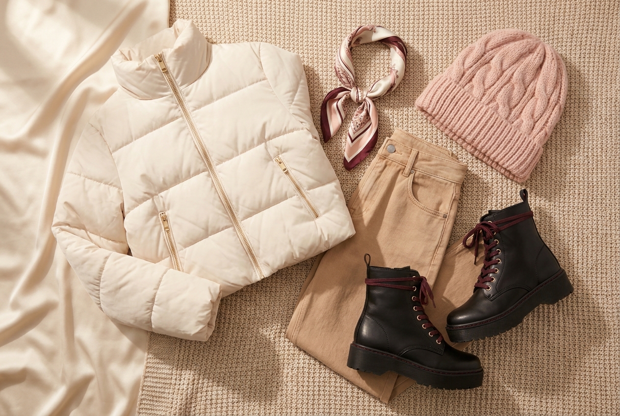 Cozy Layering Season — flat-lay of the full outfit